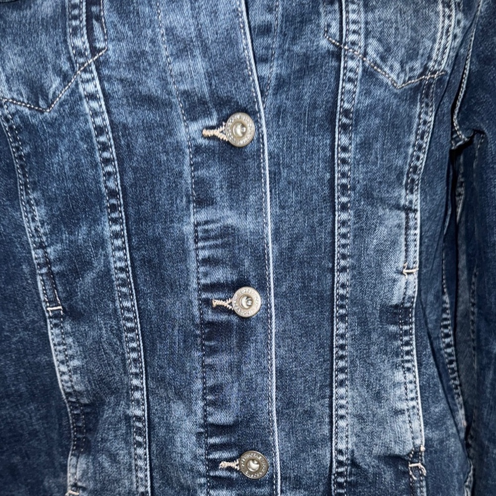Liz Claiborne Blue Jean Jacket Distressed Vintage Style - Picture 4 of 9